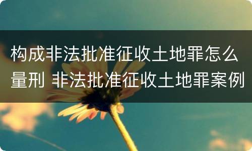 构成非法批准征收土地罪怎么量刑 非法批准征收土地罪案例