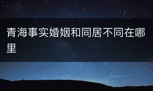 青海事实婚姻和同居不同在哪里