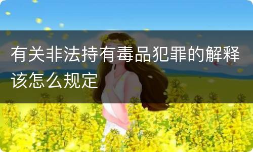 有关非法持有毒品犯罪的解释该怎么规定