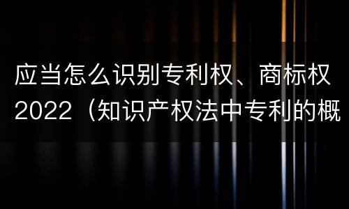 应当怎么识别专利权、商标权2022（知识产权法中专利的概念）