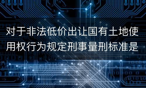 对于非法低价出让国有土地使用权行为规定刑事量刑标准是怎样