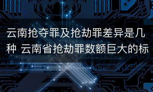 云南抢夺罪及抢劫罪差异是几种 云南省抢劫罪数额巨大的标准