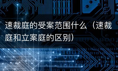 速裁庭的受案范围什么（速裁庭和立案庭的区别）