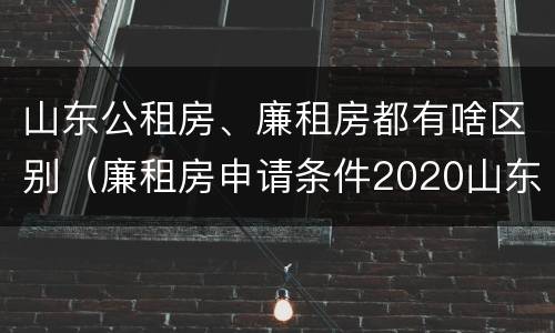 山东公租房、廉租房都有啥区别（廉租房申请条件2020山东）