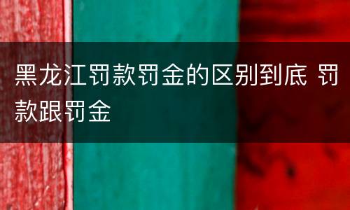 黑龙江罚款罚金的区别到底 罚款跟罚金