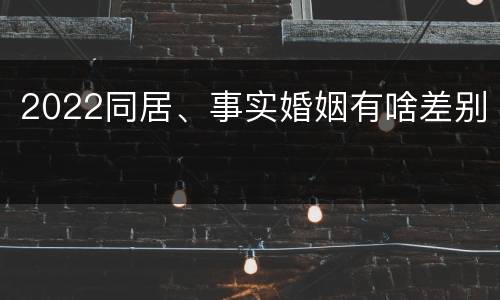 2022同居、事实婚姻有啥差别