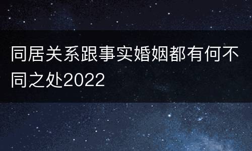 同居关系跟事实婚姻都有何不同之处2022