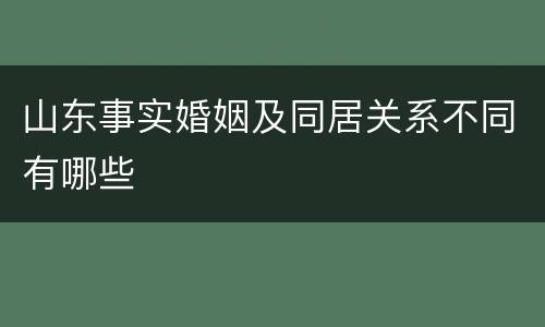 山东事实婚姻及同居关系不同有哪些