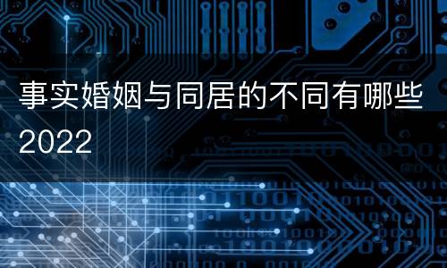 事实婚姻与同居的不同有哪些2022