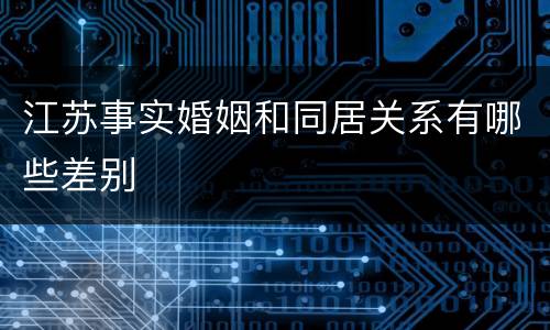 江苏事实婚姻和同居关系有哪些差别