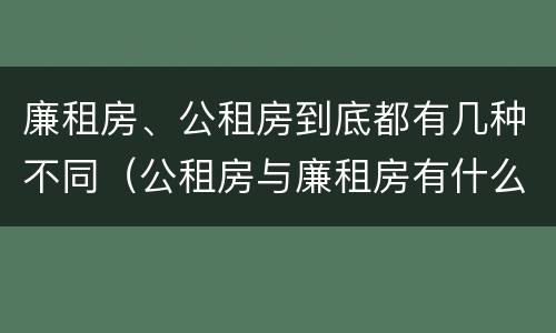 廉租房、公租房到底都有几种不同（公租房与廉租房有什么不同）