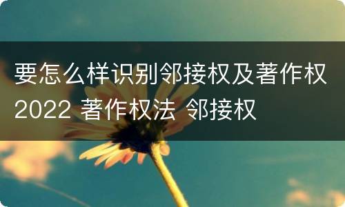 要怎么样识别邻接权及著作权2022 著作权法 邻接权