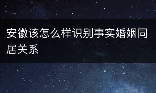 安徽该怎么样识别事实婚姻同居关系