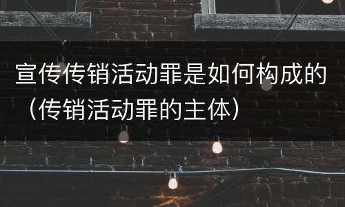 宣传传销活动罪是如何构成的（传销活动罪的主体）