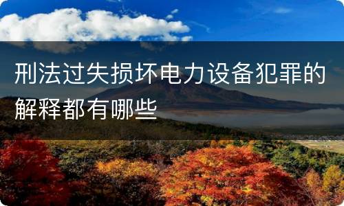 刑法过失损坏电力设备犯罪的解释都有哪些