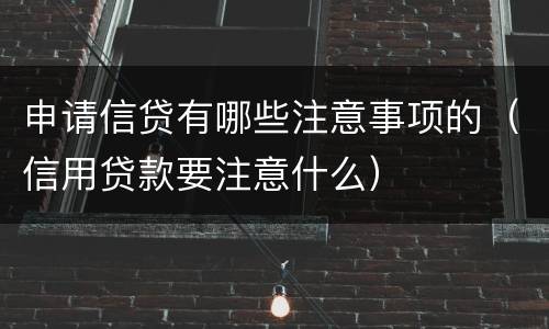 申请信贷有哪些注意事项的（信用贷款要注意什么）