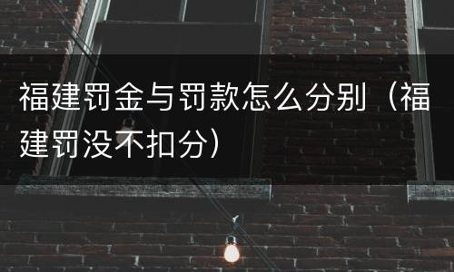 福建罚金与罚款怎么分别（福建罚没不扣分）
