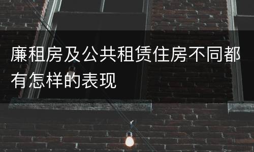 廉租房及公共租赁住房不同都有怎样的表现