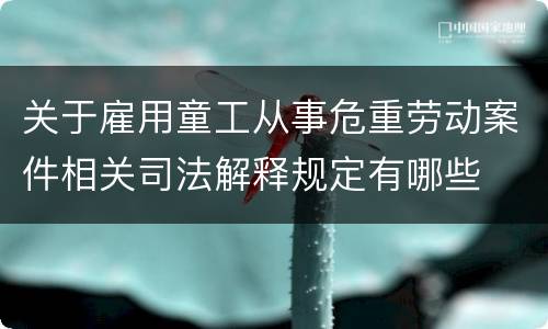 关于雇用童工从事危重劳动案件相关司法解释规定有哪些
