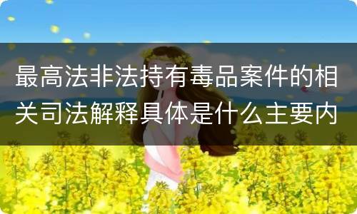 最高法非法持有毒品案件的相关司法解释具体是什么主要内容