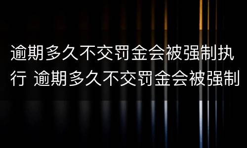 逾期多久不交罚金会被强制执行 逾期多久不交罚金会被强制执行呢