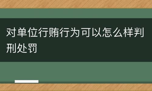 对单位行贿行为可以怎么样判刑处罚
