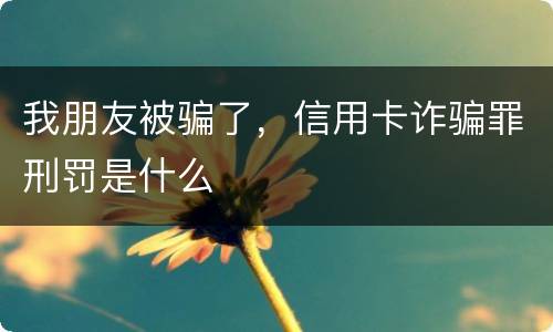 我朋友被骗了，信用卡诈骗罪刑罚是什么