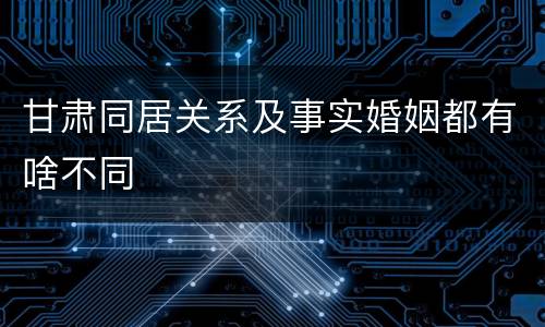 甘肃同居关系及事实婚姻都有啥不同
