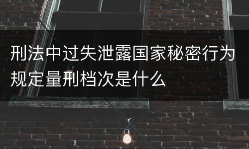 刑法中过失泄露国家秘密行为规定量刑档次是什么