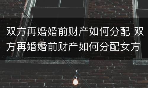 双方再婚婚前财产如何分配 双方再婚婚前财产如何分配女方
