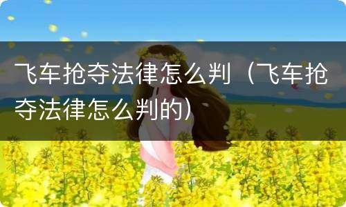 飞车抢夺法律怎么判（飞车抢夺法律怎么判的）