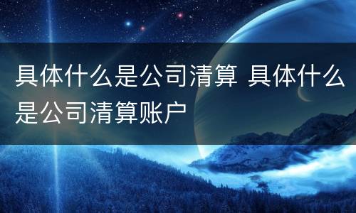 具体什么是公司清算 具体什么是公司清算账户