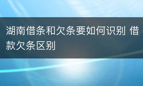 湖南借条和欠条要如何识别 借款欠条区别