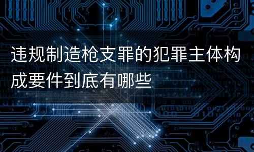 违规制造枪支罪的犯罪主体构成要件到底有哪些