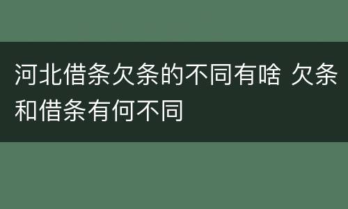 河北借条欠条的不同有啥 欠条和借条有何不同
