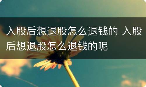 入股后想退股怎么退钱的 入股后想退股怎么退钱的呢