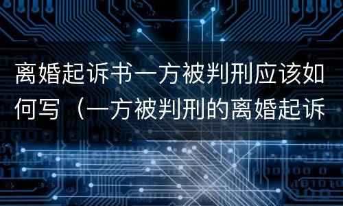 离婚起诉书一方被判刑应该如何写（一方被判刑的离婚起诉状）