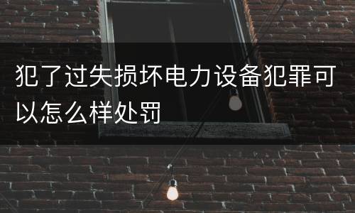 犯了过失损坏电力设备犯罪可以怎么样处罚