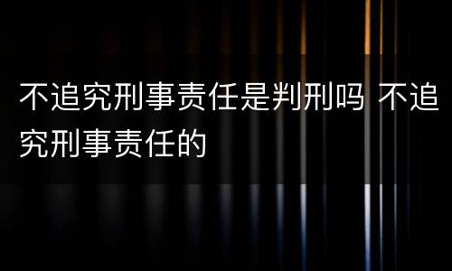不追究刑事责任是判刑吗 不追究刑事责任的