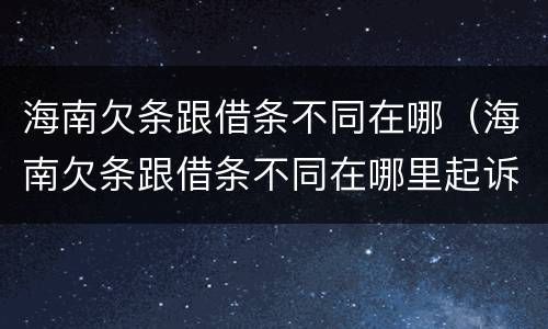 海南欠条跟借条不同在哪（海南欠条跟借条不同在哪里起诉）
