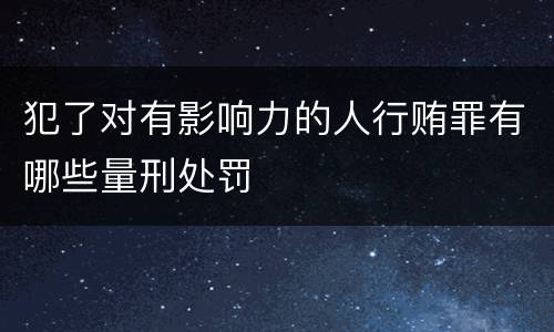 犯了对有影响力的人行贿罪有哪些量刑处罚