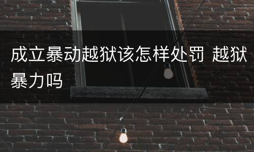 成立暴动越狱该怎样处罚 越狱暴力吗