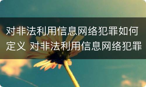 对非法利用信息网络犯罪如何定义 对非法利用信息网络犯罪如何定义犯罪主体