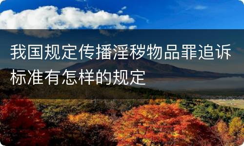 我国规定传播淫秽物品罪追诉标准有怎样的规定