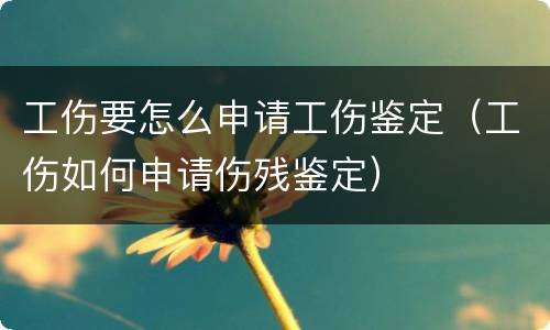 工伤要怎么申请工伤鉴定（工伤如何申请伤残鉴定）