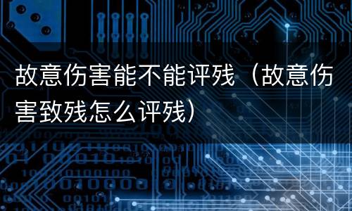故意伤害能不能评残（故意伤害致残怎么评残）