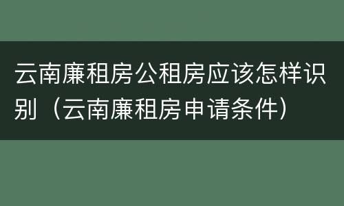 云南廉租房公租房应该怎样识别（云南廉租房申请条件）