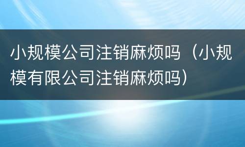 小规模公司注销麻烦吗（小规模有限公司注销麻烦吗）