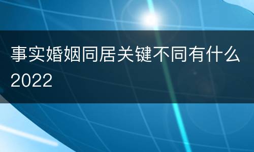 事实婚姻同居关键不同有什么2022