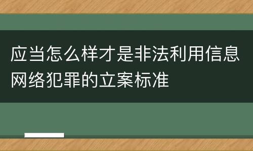 应当怎么样才是非法利用信息网络犯罪的立案标准